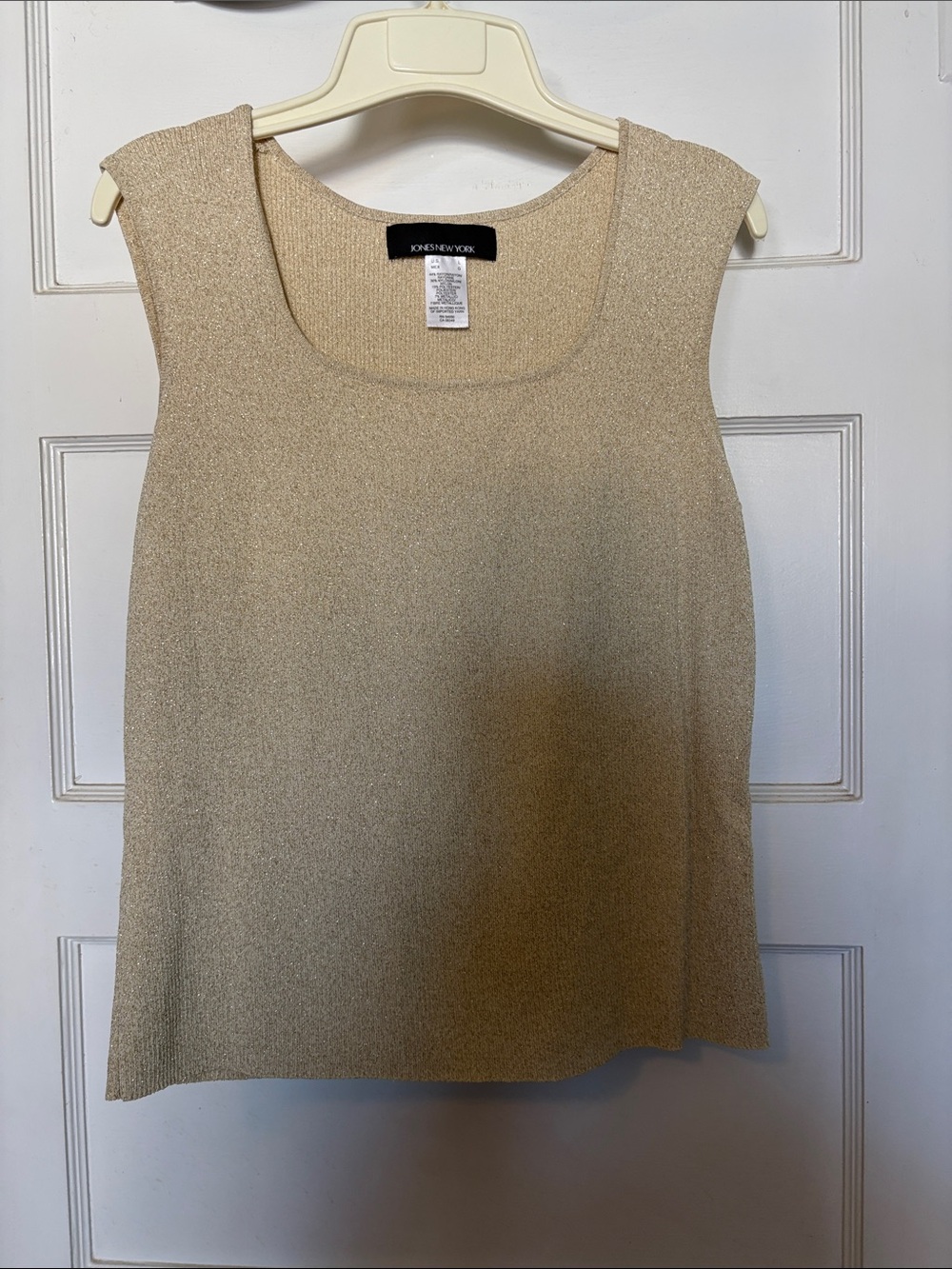 Jones New York Metallic Cream & Gold Knit Tank Size L